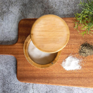 Bamboo Salt Box with Magnetic Swivel Lid