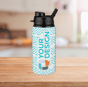 Aluminum Water Bottle 17 oz with Snap Lids  - White