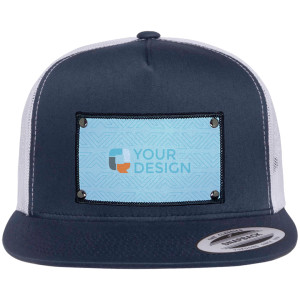 Custom Yupoong 6006 Flat Trucker Hat Large Rectangle Patch