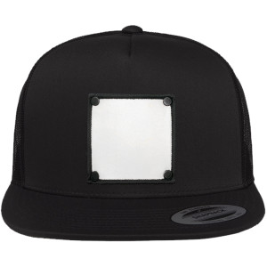 Custom Yupoong 6006 Flat Trucker Hat Square Patch