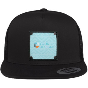 Custom Yupoong 6006 Flat Trucker Hat Square Patch