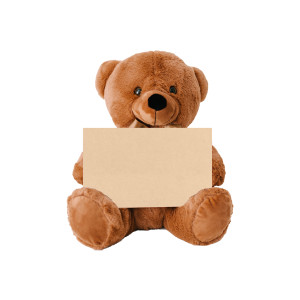 Teddy Bear with 10" x 6" Sign